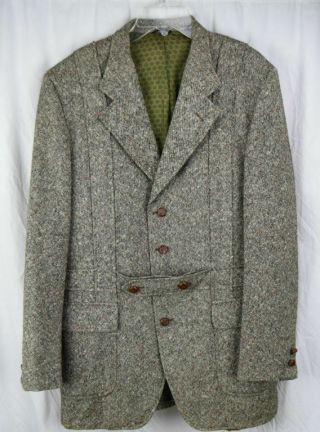 Vintage Cricketeer Tweed Wool Norfolk Belted Hunting Coat Jacket Sz 42r