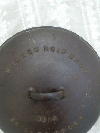 Vintage Wagner Ware Sydney No.  14 1037 Drip Drop Lid Cover Cast Iron Skillet 3