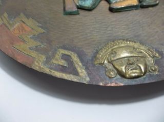 Vintage Mexican Folk Art COPPER Brass HUITZIOPOCHTLI Aztec DEITIE God 15.  75 