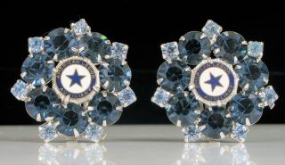 Vintage American Legion Auxiliary Rhinestone Crystal Clip On Earrings Fashion