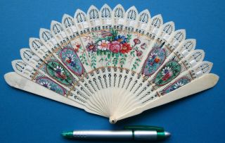 Antique Regency Jane Austen Era Handpainted Brise Fan Eventail Ventaglio Ca 1820