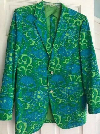 Rare Vintage Lilly Pulitzer Men’s Jacket Crabs Blue Green Sz 40?