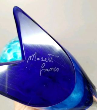 RARE Signed FRANCO MORETTI MURANO Vintage Art Glass OWL w/ Gold Fleck Millefiori 6