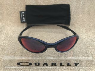 Vintage Oakley Eye Jacket 1.  0 04 - 009 Positive Red Iridium Cobalt Sunglasses