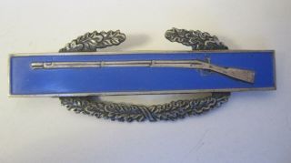 Wwii U.  S.  Army Combat Infantry Cib Badge Sterling Silver,  Blue Enamel Pin Medal