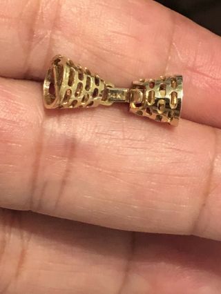 Vintage Antique 14k Gold Bell Shaped Pierced Clasp Only For Necklace Estate Item