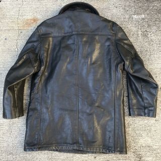 Vintage Schott 740N Black Leather US Navy Naval Pea Coat Peacoat Jacket 38 USA 3