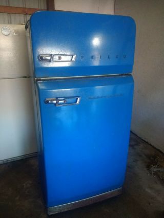 Antique Philco Corp Blue Refrigerator 1950s Vintage Cools