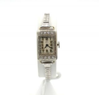 Vintage Elgin 18 Kt White Gold & Diamond Mechanical Wristwatch, .  24 Ctw 5061 - 2