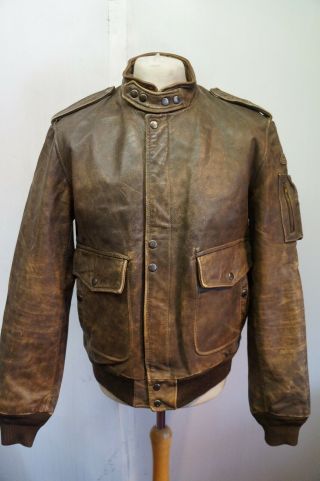 Vintage Distressed Hein Gericke Leather Motorcycle Jacket Size 54 (ukm)