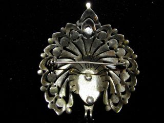 Very large Vintage Solid Silver & Marcasite Peacock Brooch Lapel Pin Art Deco 2