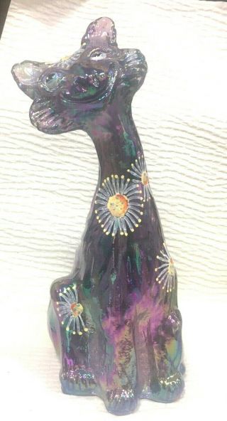 Vintage Fenton Alley Cat Carnival Iridescent Large 11 " Figurine Hand Painted