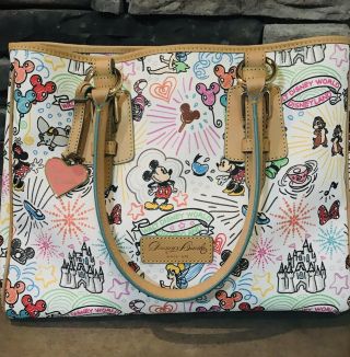 Rare Nwt Disney Park Dooney & Bourke Exclusive Sketch Bag Large Tote Purse