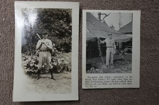 Ww2 U.  S.  Army Soldier In His Uniform & 1930s Baseball Uniform Photo Set