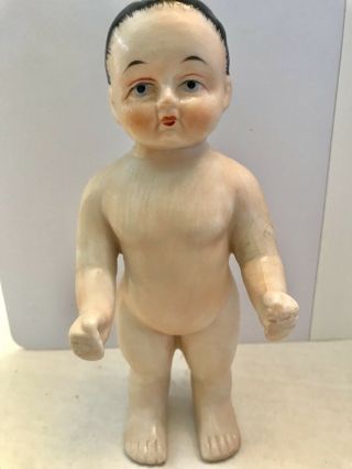 Antique 8” German Frozen Charlie Pink Wash China Doll