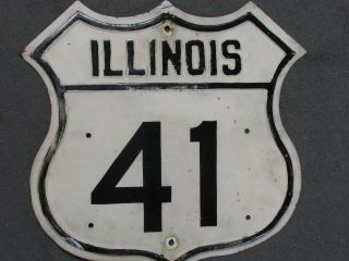 Very Rare Old Us Illionis Route 41 Road Sign