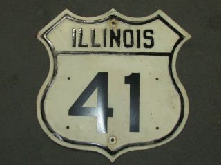 Very Rare Old US Illionis Route 41 Road Sign 2