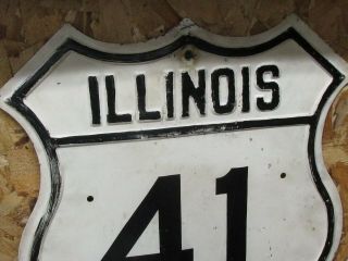 Very Rare Old US Illionis Route 41 Road Sign 4