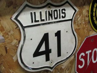 Very Rare Old US Illionis Route 41 Road Sign 5