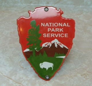 Vintage National Park Service Porcelain Sign Rv Camping Fishing Hunting 4wd
