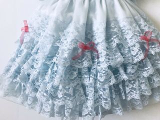 VTG Girls Frilly Pastel Blue Dress Sheer Ruffle & Lace Party 3