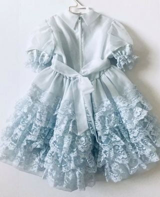 VTG Girls Frilly Pastel Blue Dress Sheer Ruffle & Lace Party 4