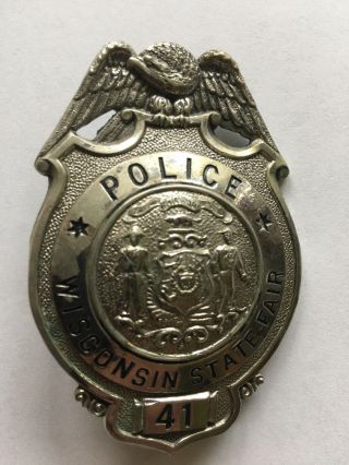 Wisconsin State Fair Park Police Department Officer Badge Vintage Obsolete Rare