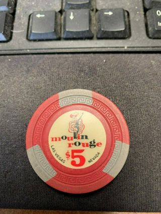 Vintage Moulin Rouge $5 Casino Chip / Token Las Vegas Nv