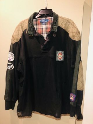Vtg Polo Ralph Lauren Motorcycle Club Rugby Sz 3xb Shirt Riders Prlc Wing Patch