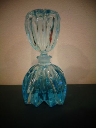 Vintage Aqua Blue Glass Perfume Bottle