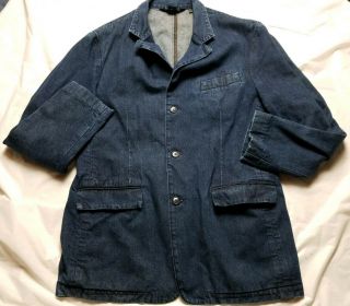 Vintage 1980s Polo Ralph Lauren Made In Usa Denim Jean Jacket Blazer L