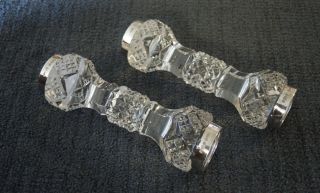 PAIR ANTIQUE SILVER & CUT CRYSTAL KNIFE RESTS A SAUNDERS SYDNEY BOX 14 4