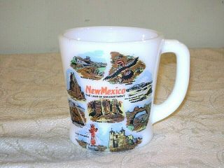 Vintage Mexico Land Of Enchantment Fire King Souvenir Coffee Mug Cup Scenes