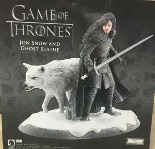Game Of Thrones - Jon Snow And Ghost Statue - Rare Limited Edition Collectible