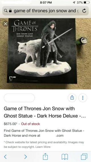 Game of Thrones - Jon Snow and Ghost Statue - Rare Limited Edition Collectible 5