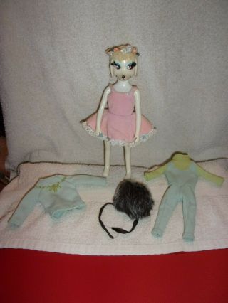 Vintage Hasbro Peteena Poodle Doll,  2 Orig Outfits Twinkle Toes & Zero Cool