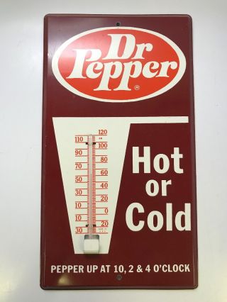 Vintage Authentic Dr Pepper Hot Or Cold Advertising Wall Hanging Thermometer