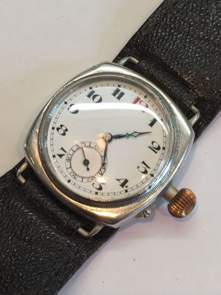 Antique 1918 Borgel Sterling Silver Ww1 Officers Trench Watch 34mm 15 Jewels