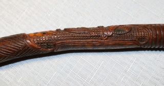 antique elaborate signed figural hand carved wood Folk Art walking stick cane 4