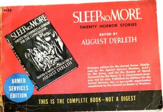 Sleep No More August Derleth Armed Services Edition 20 Stories R - 33 Vtg Wwii Ww2