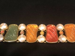 VINTAGE ANNE KLEIN COUTURE FAUX PEARL JELLY CABOCHON BRACELET 2