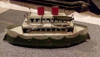 Vintage 1900s Pressed Steel Toy Hillclimber Ship Boat Dayton? Scheible? 13 In.