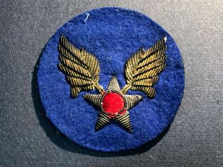 Pre - Wwii Vintage Us Army Air Corps Winged Star Shoulder Patch Bullion Felt