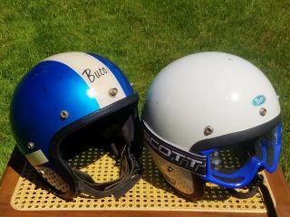 2 Vintage 1970s Buco Gt Motorcycle Ama Racing Helmets Simpson Mchal Bell