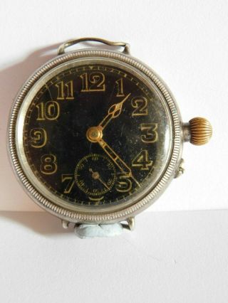 Antique Ww1 Great War Solid Silver Trench Watch - Military Watch