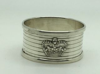 Sterling Silver Napkin Ring Holder No Monogram Applied Crown H.  C.  & S