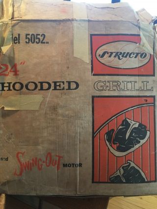 1971 Bbq Grill Vintage Structo 24” Hooded Swing Out Motor Model 5052 Thermos