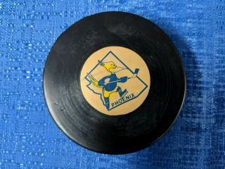 Rare Vintage Art Ross Slug Wha Reverse Phoenix Roadrunners Game Puck 1975 - 76