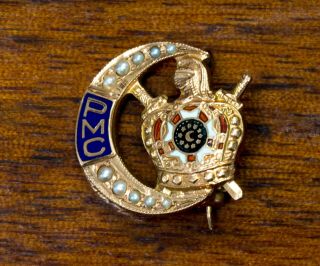 Vintage 10k Gold Demolay Pm Councilor / Chancellor Pin Masonic Crescent Crown