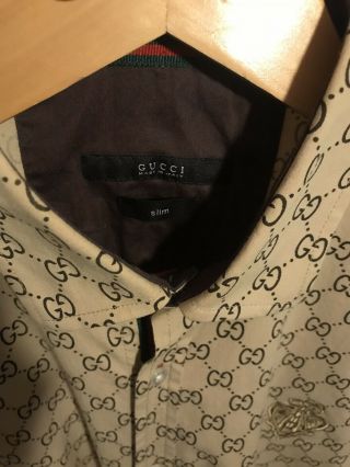 Vintage Gucci Monogram Button Up Dress Shirt Sz Large 5